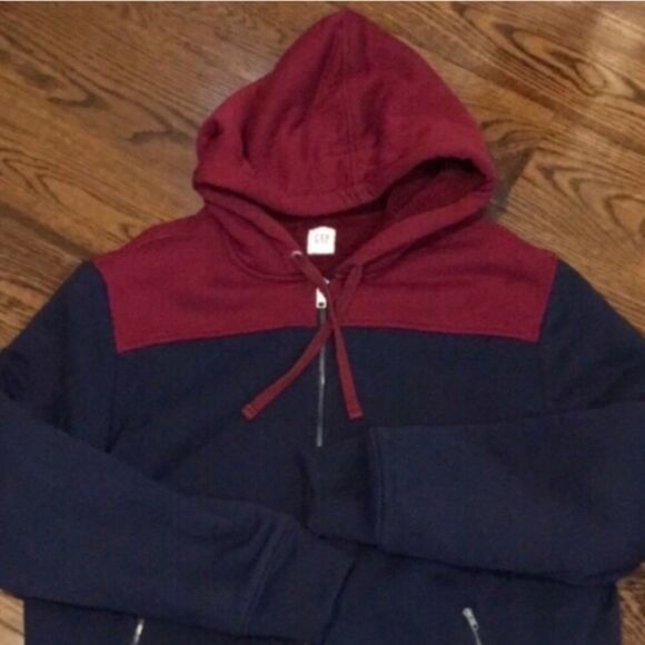 GAP Mens Wine Red & Navy Blue Fully Lined Sherpa Full Zip Hooded Jacket XL NWOT - Picture 3 of 8